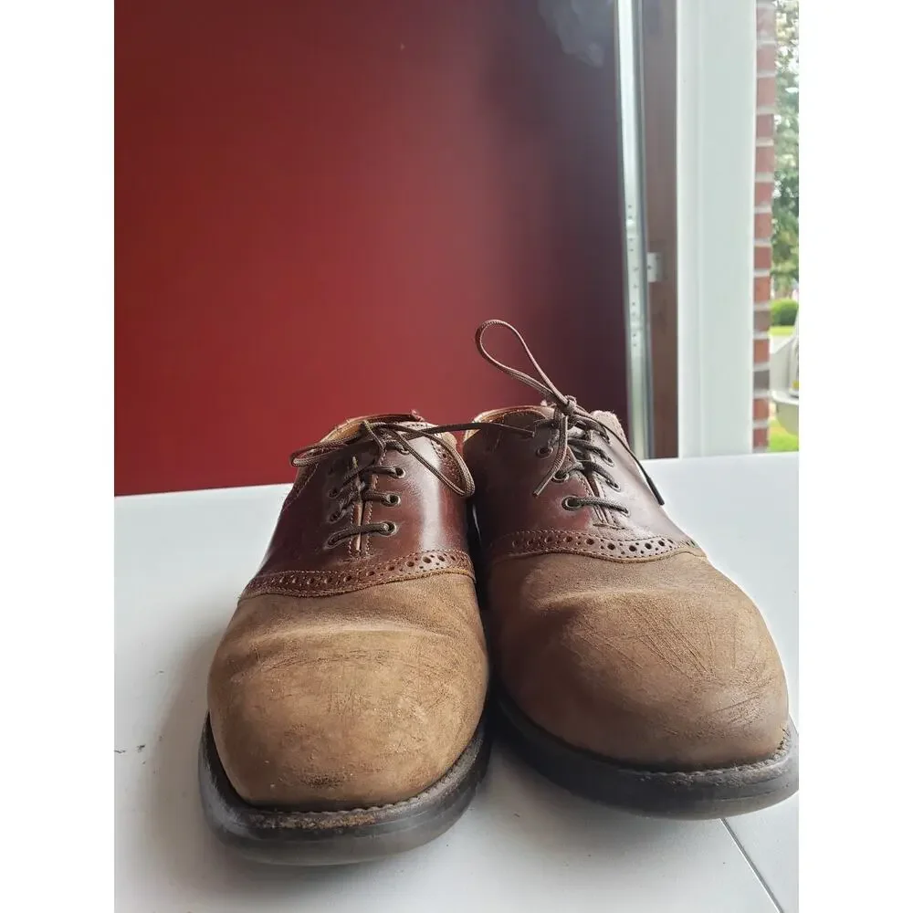Allen Edmonds Shoes Size 9 D Mens Brown Oxford Presscott Saddle Two Tone Leather